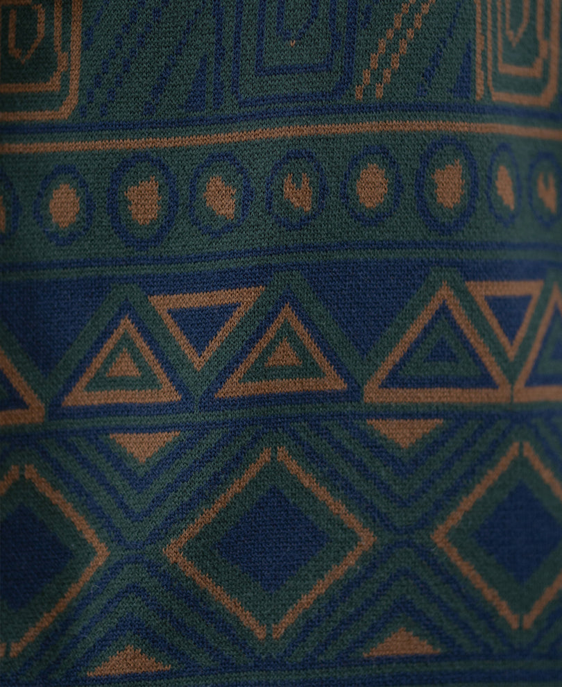 Multicolour Geometric Jacquard Knit T-Shirt 100% Cotton