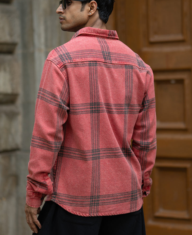 Red Washed Checks Shirt