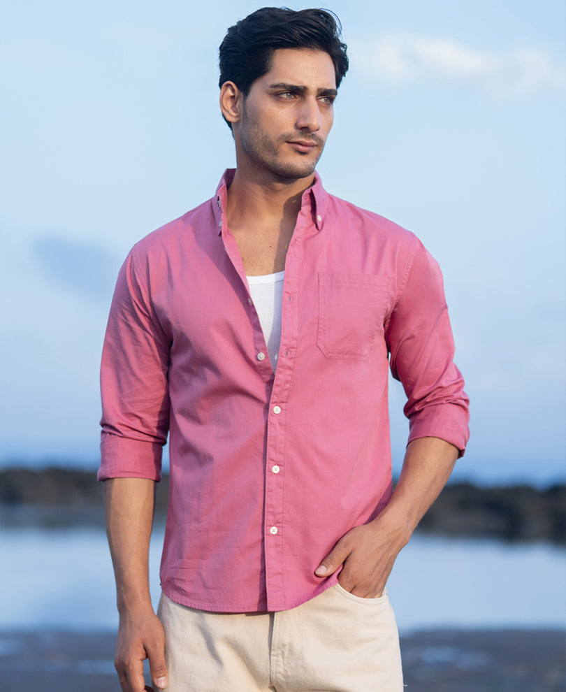 Rogue Pink Structured Buttondown Shirt 100% Cotton