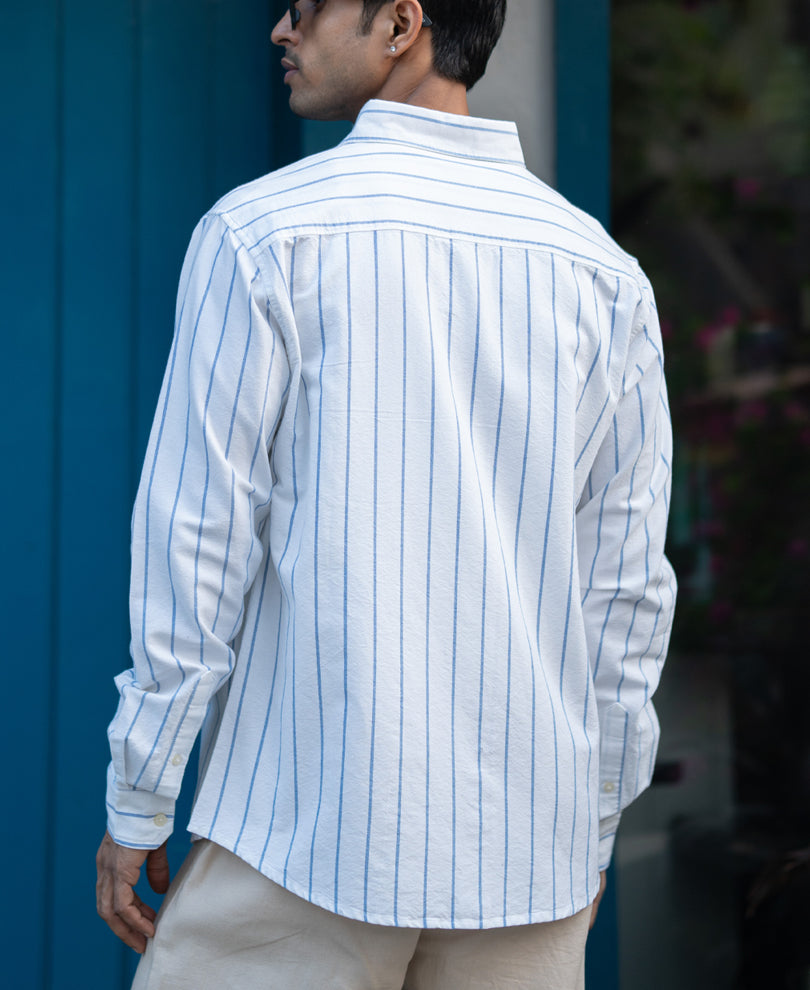 White Oxford Stripe Shirt 100% Cotton
