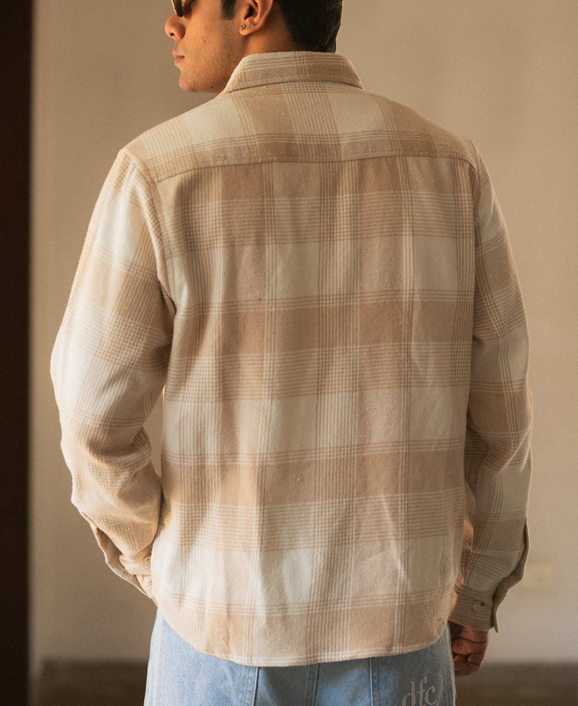 Beige Flannel Checks Shirt