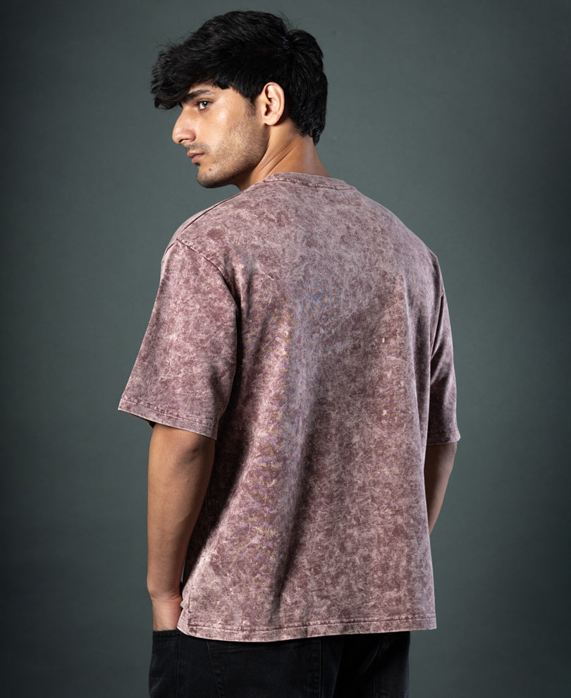 Brown Washed Graphic T-Shirt 100% Cotton