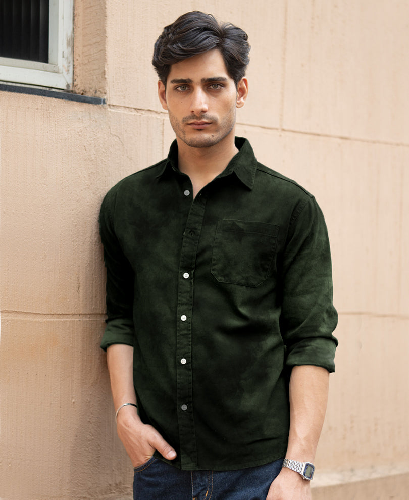 Dark Green Sprayed Shirt 100% Cotton