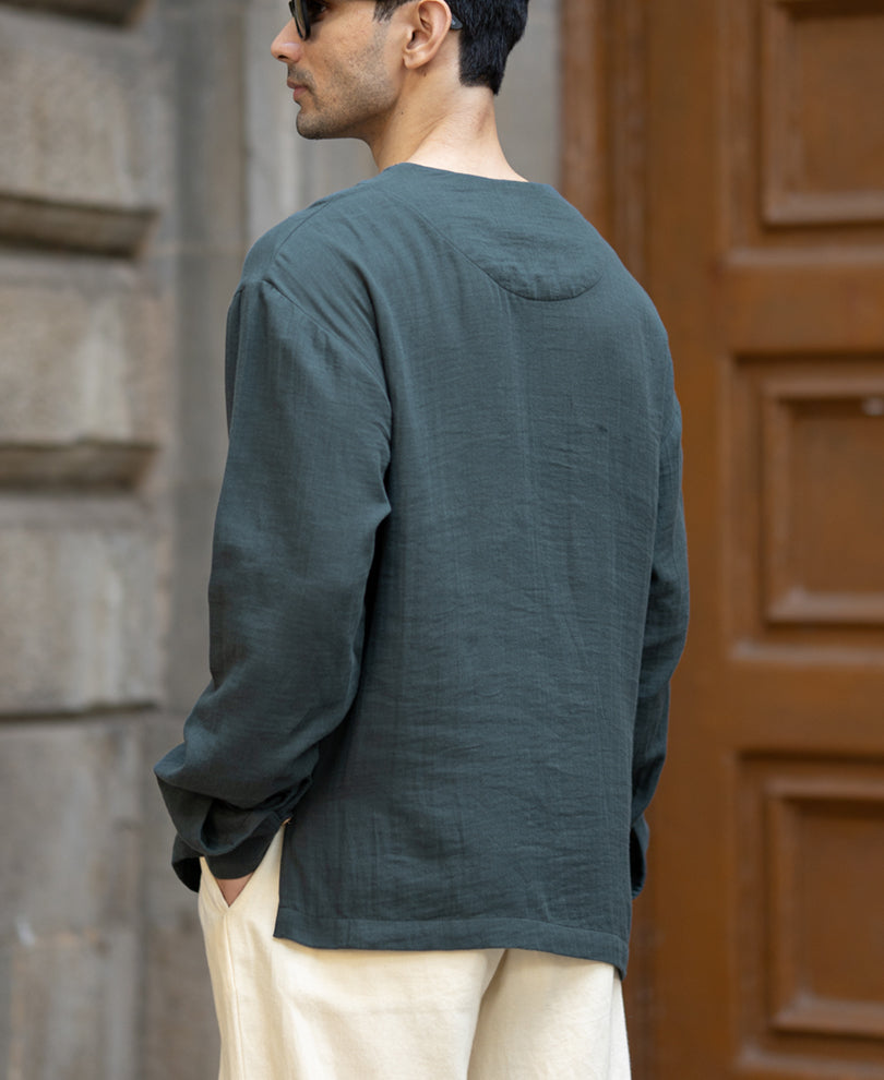 Grey Lightweight Kurta Shirt 100% Cotton