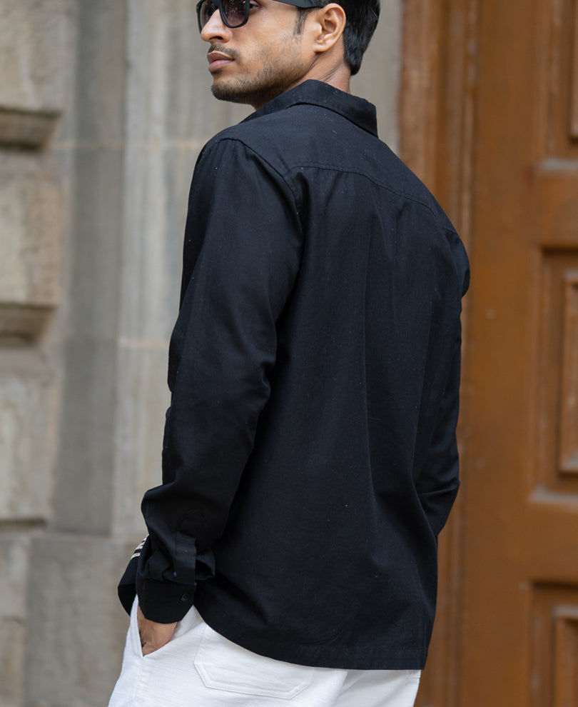 Black Lotus Embroidery Shirt