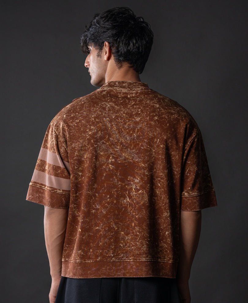 Brown Washed Graphic Oversized T-Shirt 100% Cotton