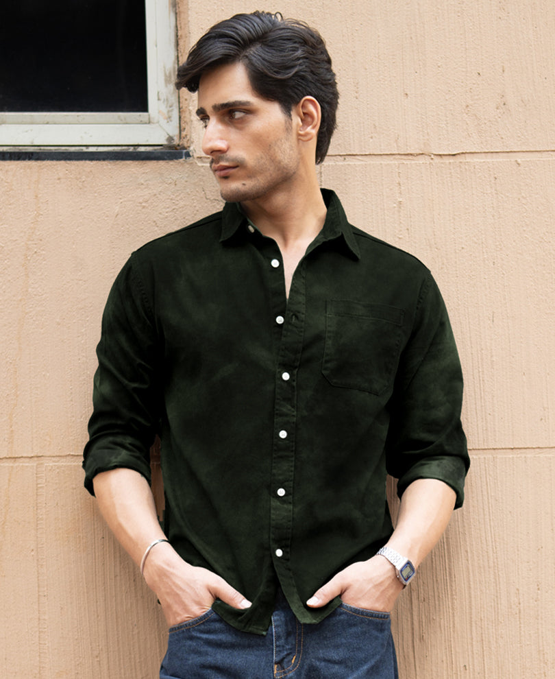 Dark Green Sprayed Shirt 100% Cotton
