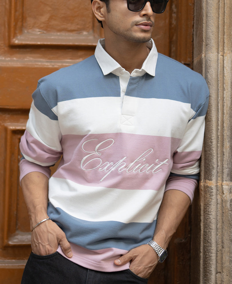 Multicolour Stripe Embroidered T-Shirt 100% Cotton
