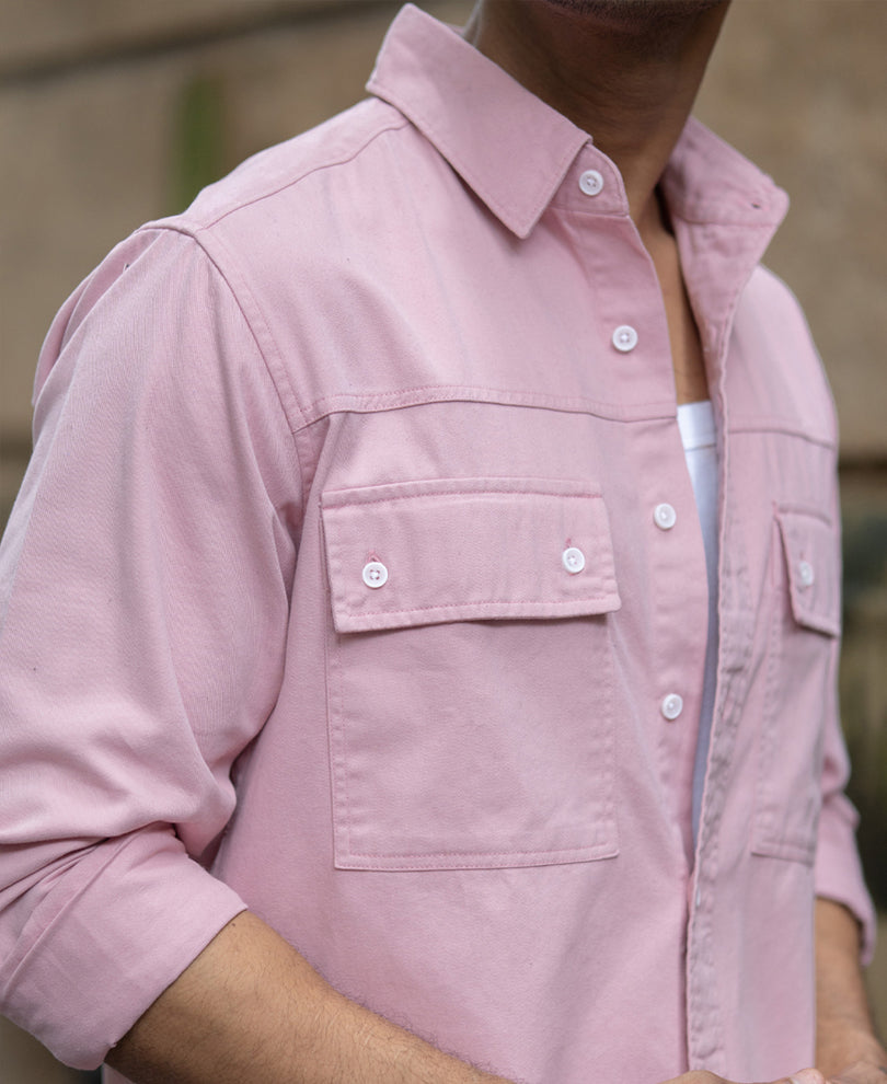 Dusty Pink Structured Overshirt 100% Cotton
