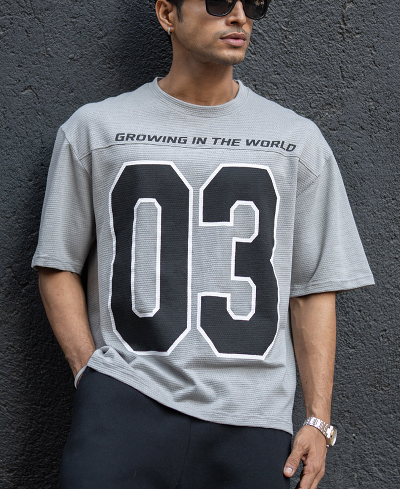 Grey Knit Jersey T-Shirt 100% Cotton
