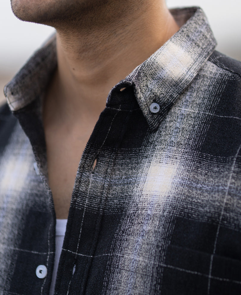Black Structured Button Down Shirt