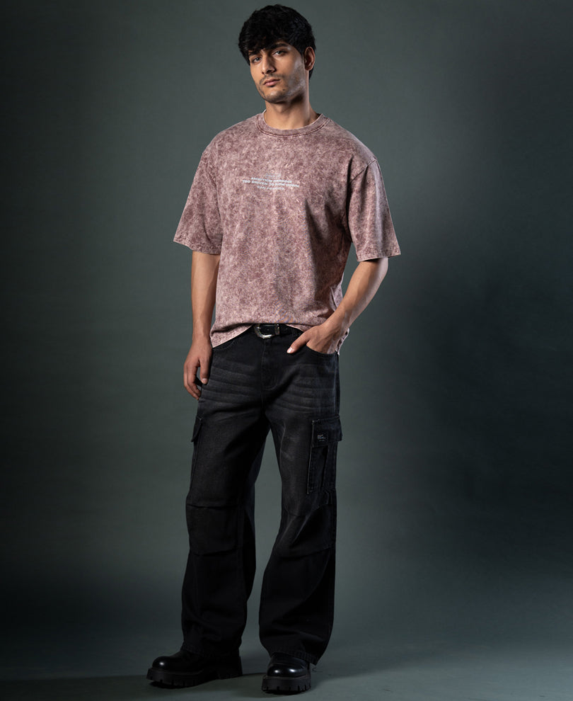 Brown Washed Graphic T-Shirt 100% Cotton