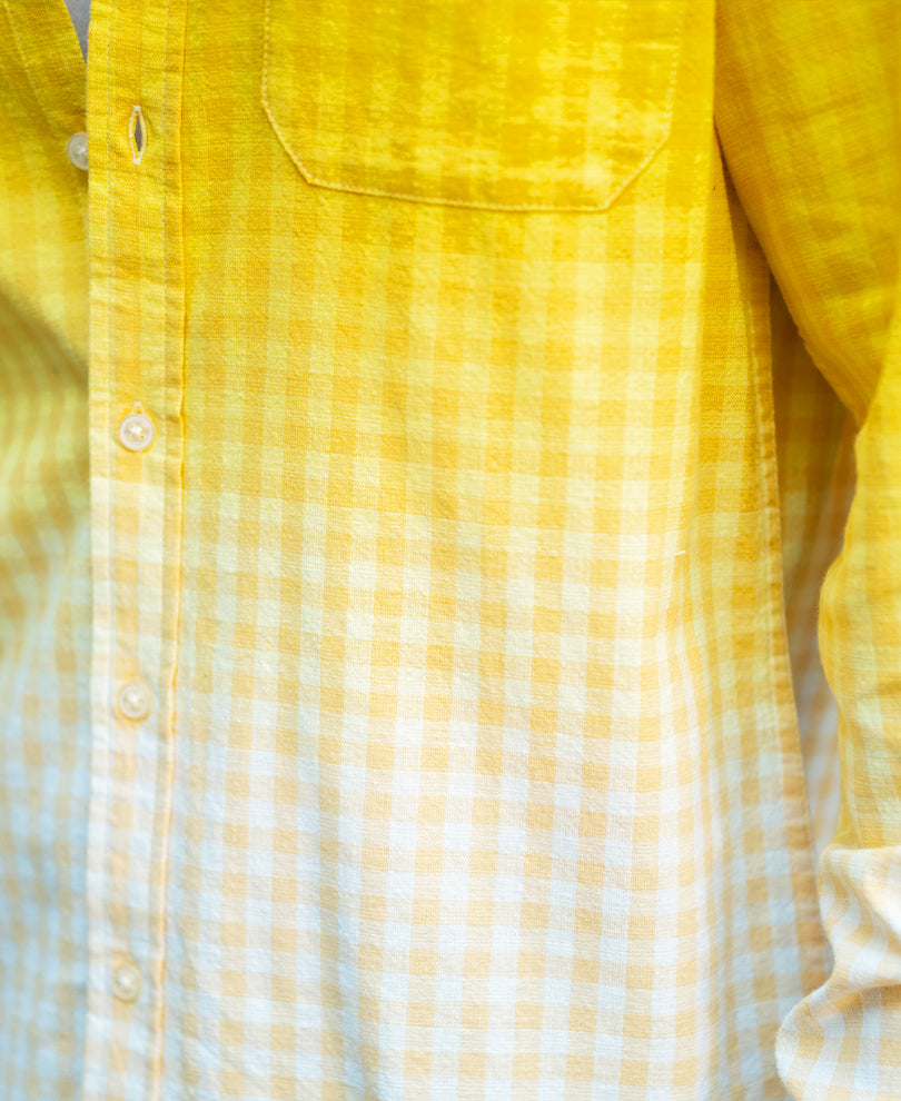 Yellow Ombre Checks Shirt 100% Cotton