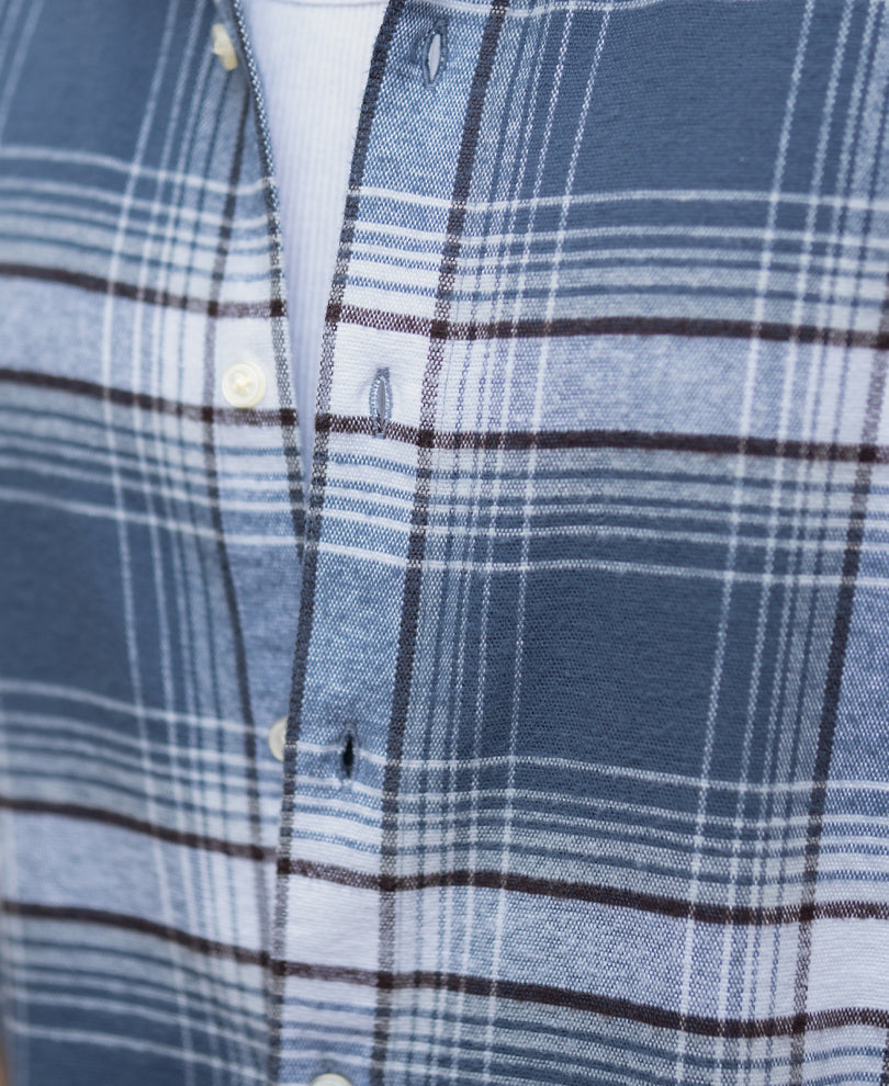 Grey Sky Structured Checks Shirt 100% Cotton