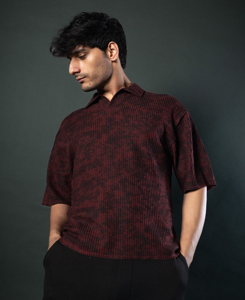 Wine Printed Boxy T-Shirt