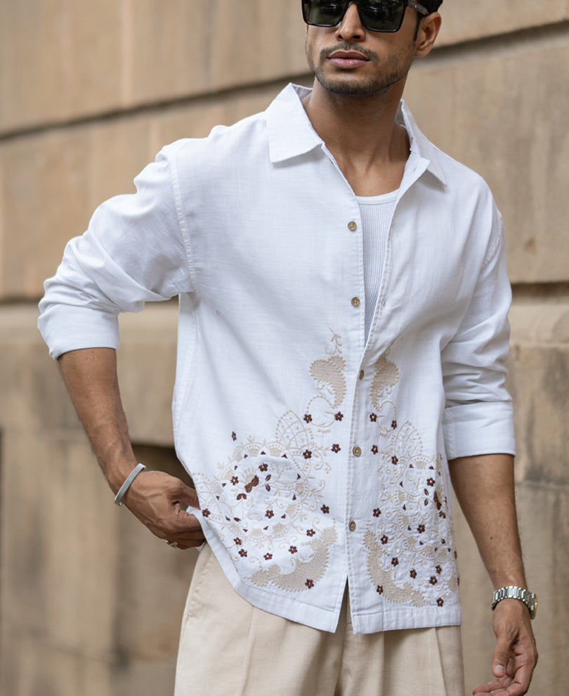 Shirt Oversized Fit Full Sleeve With Collar 100% Cotton