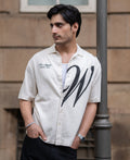 Natural Linen Blend Print Shirt