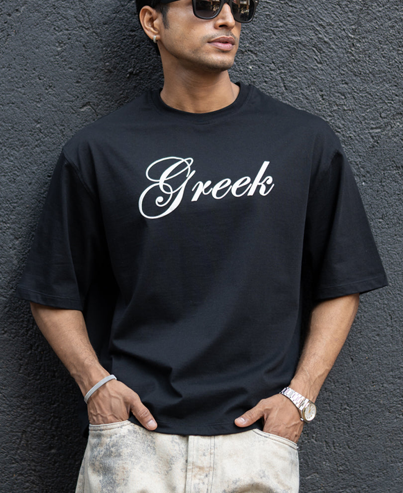 Black Greek Graphic T-Shirt 100% Cotton