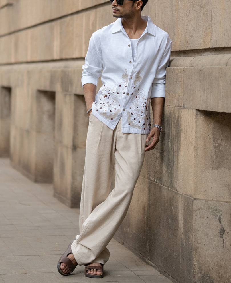 Shirt Oversized Fit Full Sleeve With Collar 100% Cotton