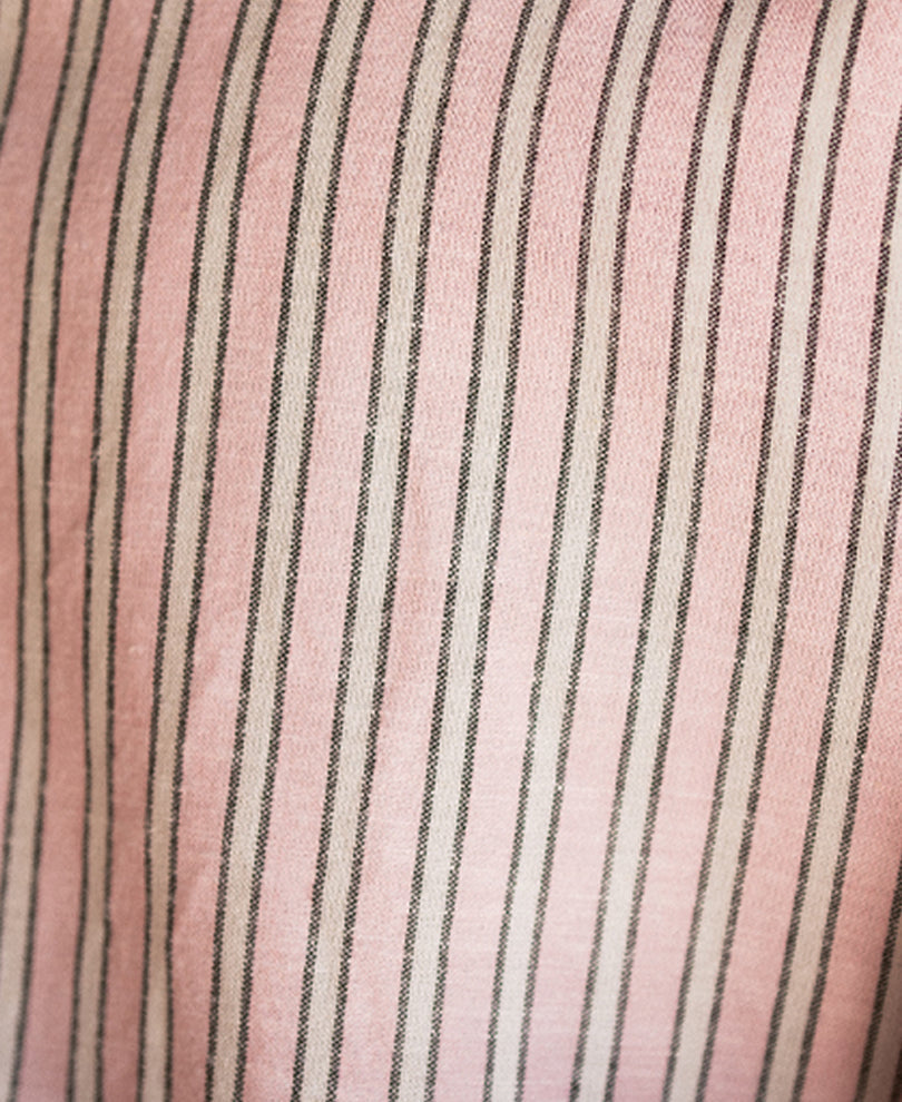 Pastel Pink Linen Blend Stripe Kurta Shirt