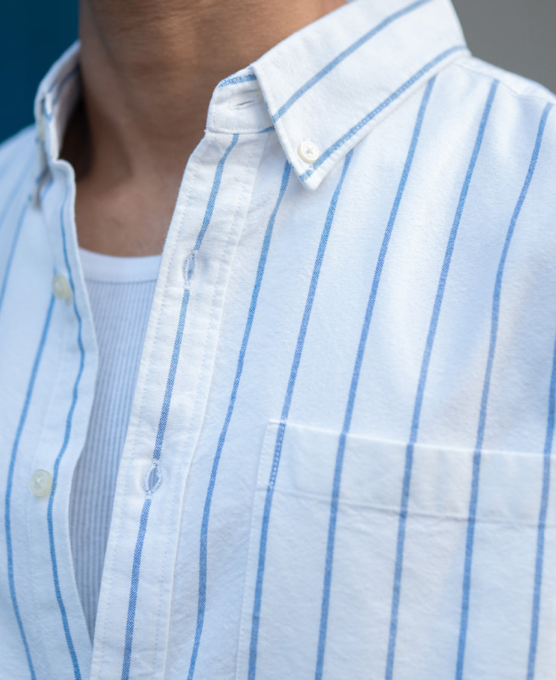 White Oxford Stripe Shirt 100% Cotton