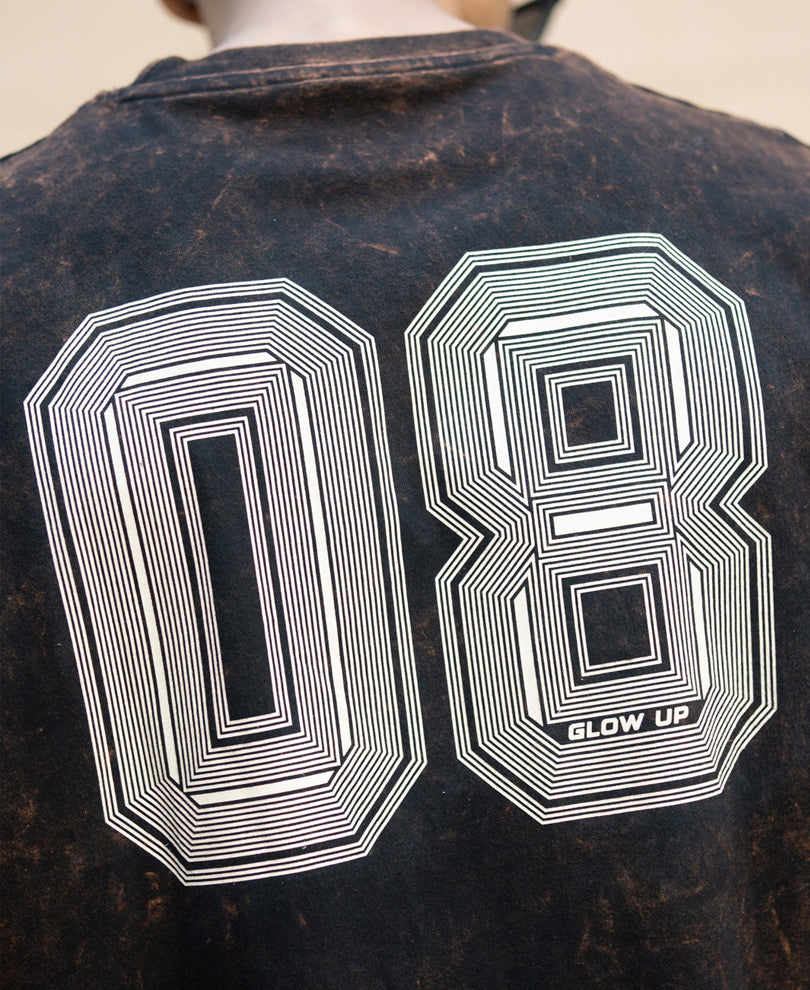 Dark Brown Washed Printed T-Shirt 100% Cotton