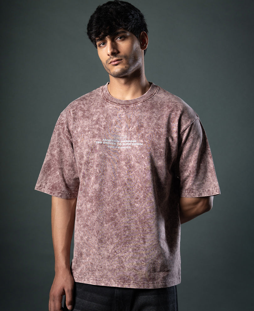 Brown Washed Graphic T-Shirt 100% Cotton
