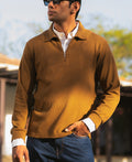 D Tan Contrast Collar Polo T-Shirt