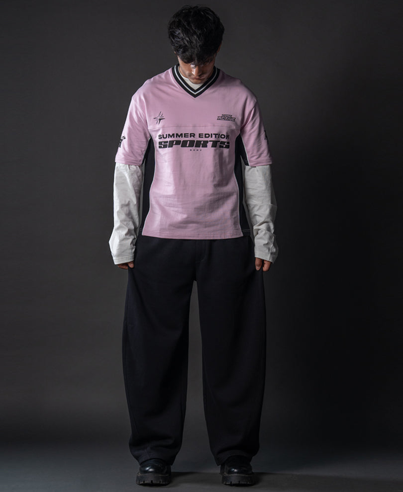 Light Pink Panelled Sport T-Shirt