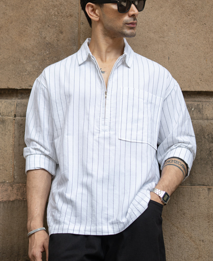 White Stripe Lightweight Kurta Shirt 100% Cotton