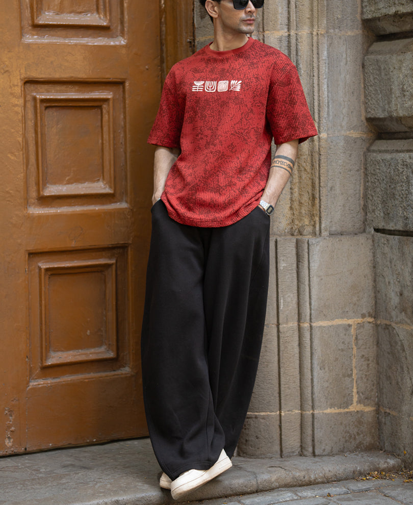 Brick Red Printed T-Shirt