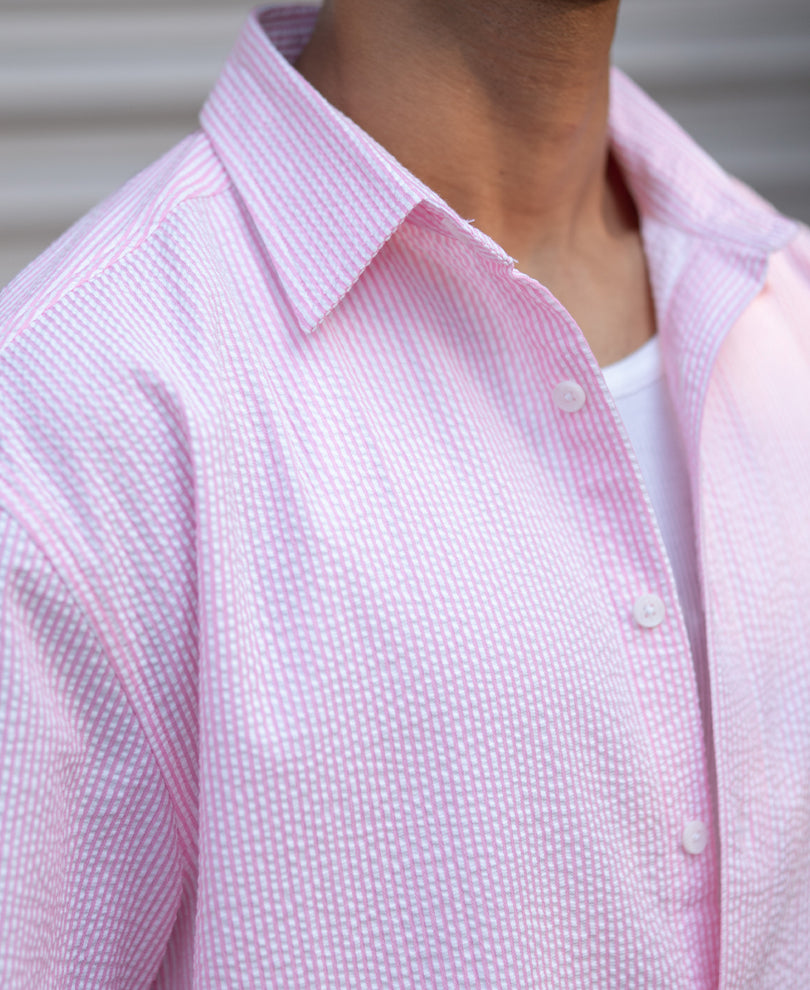 Pink Seersucker Stripe Shirt
