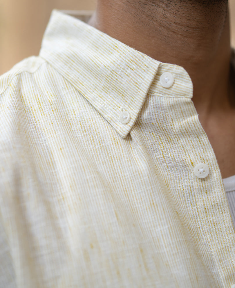 Pale Yellow Slub Stripe Shirt