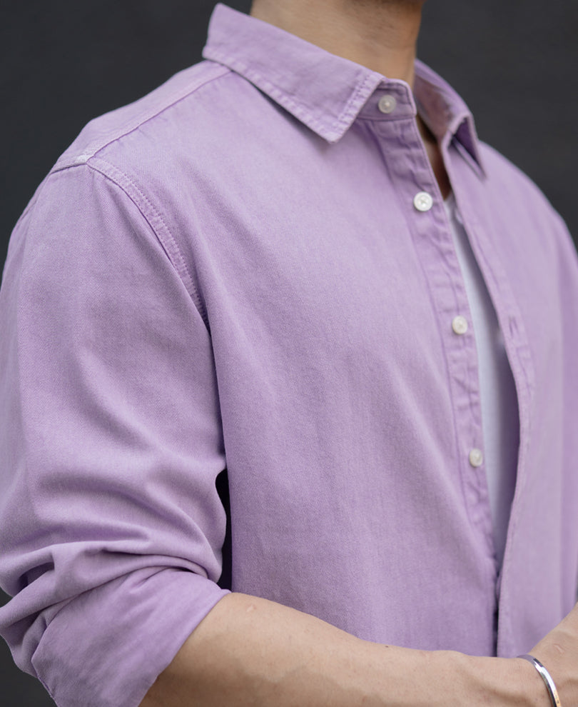 Lavender Overdyed Structured Shirt 100% Cotton