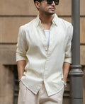Pale Yellow Slub Stripe Shirt