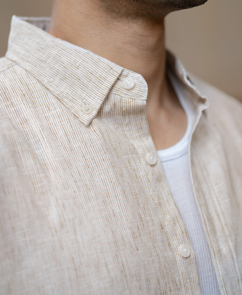 Beige Slub Stripe Shirt