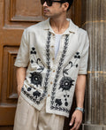 Natural Embroidery Linen Shirt 100% Cotton
