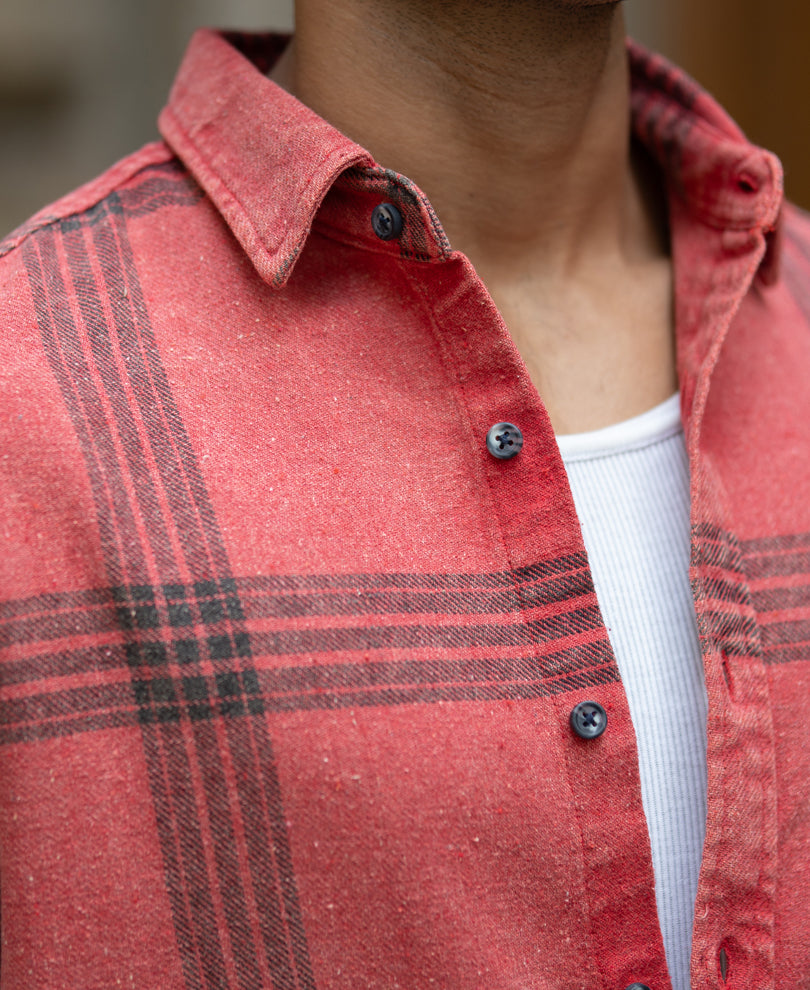 Red Washed Checks Shirt