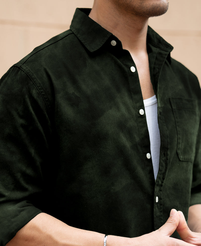 Dark Green Sprayed Shirt 100% Cotton