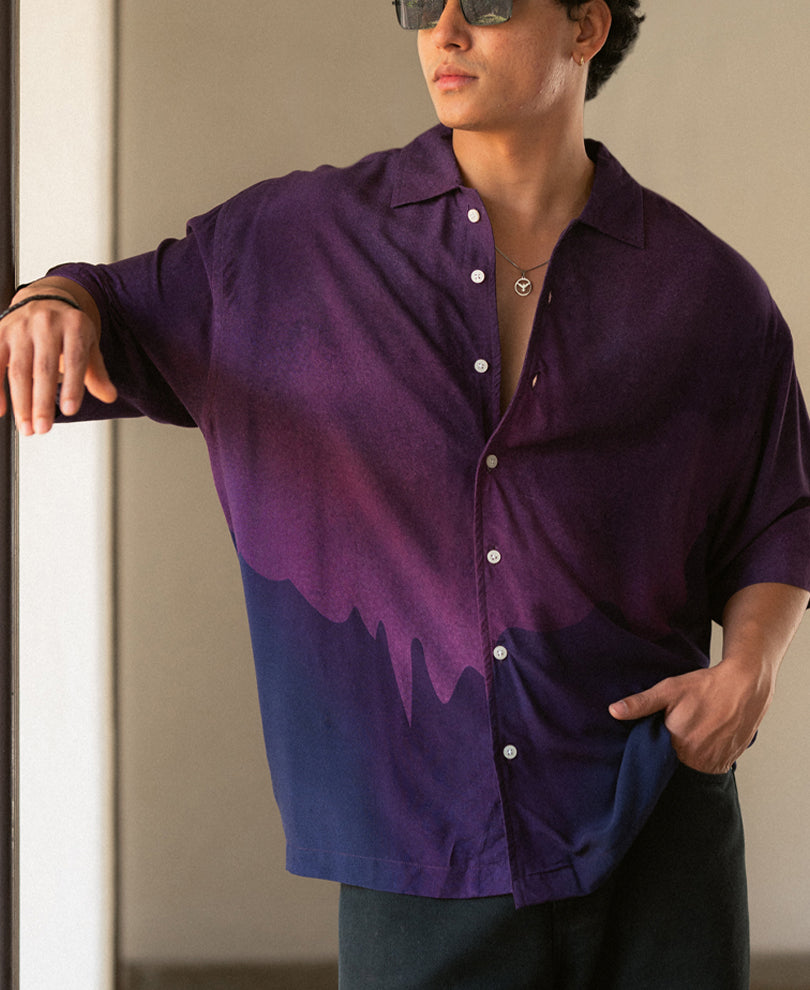 Purple Abstract Print Shirt
