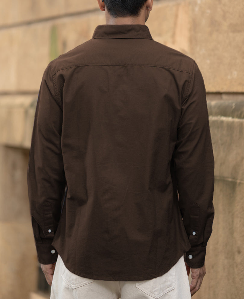 Coffee Brown Oxford Shirt 100% Cotton