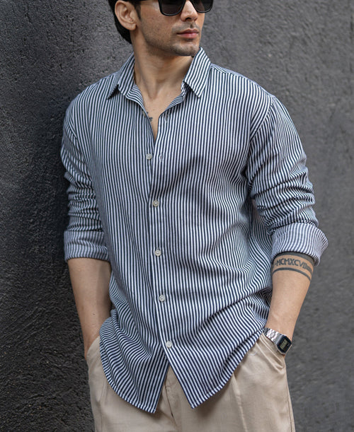 Black & White Striped Shirt 100% Cotton