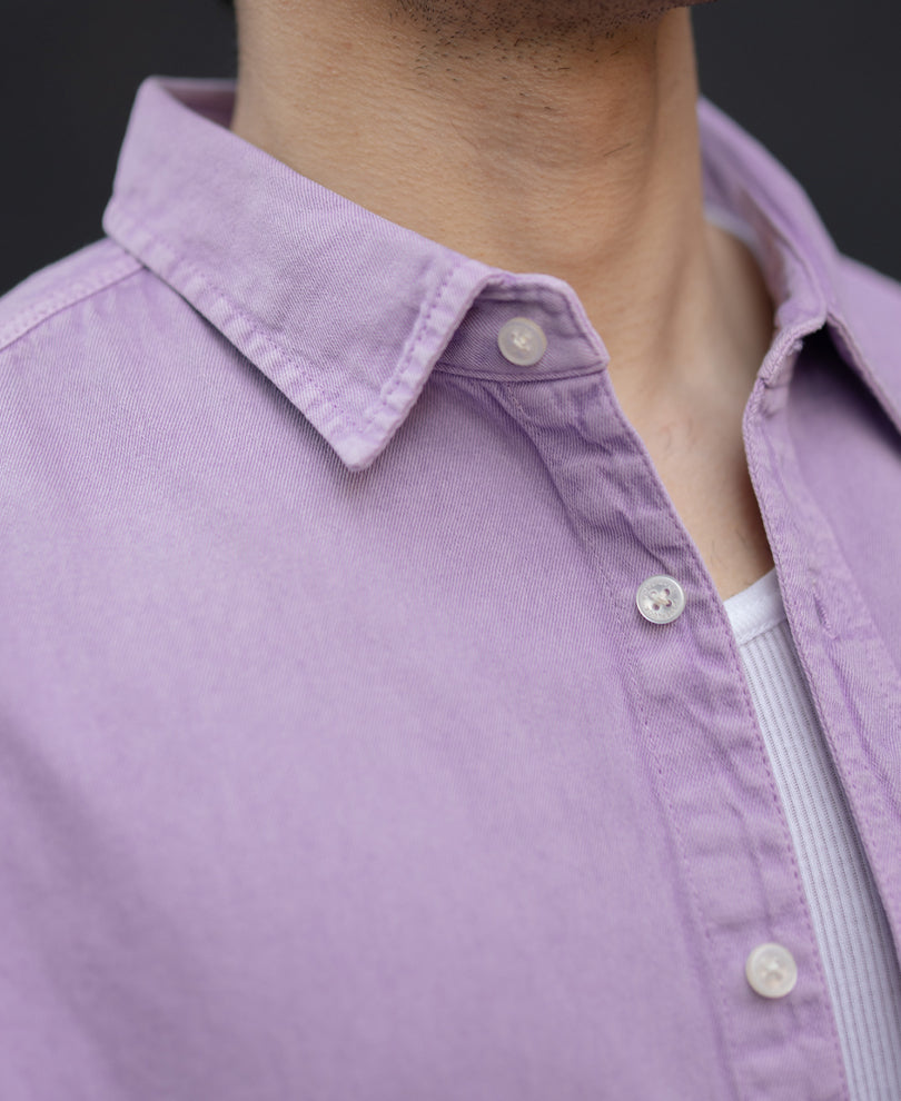Lavender Overdyed Structured Shirt 100% Cotton