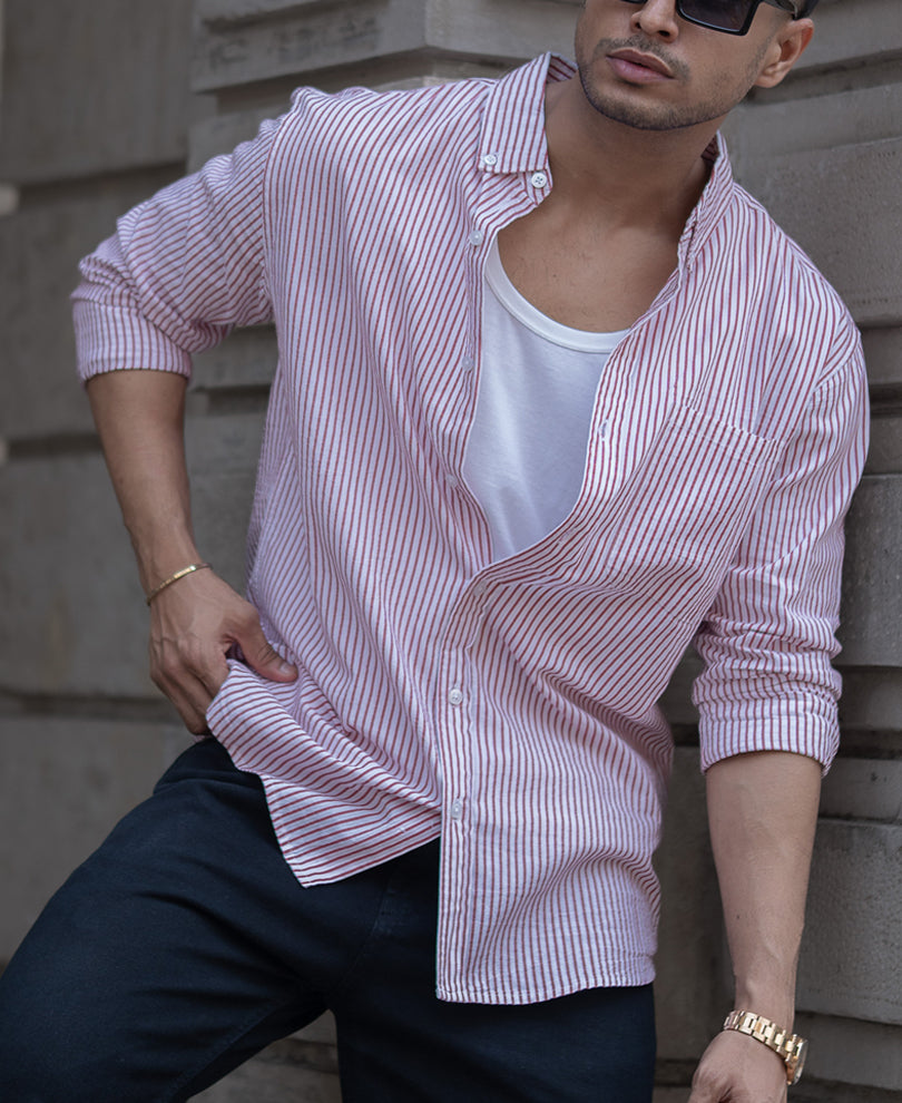 Red Stripe Shirt 100% Cotton